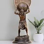 YouFine 12.6'' Bronze Atlas Sculpture Greek Mythology Atlas Carrying The Globe Bronze Statue for Home Office Desk Decor Tasteful Gift