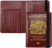 [ILIYAH] Passport Cover Holiday Essentials UK Passport Holder Minimalist Wallet British RFID Blocking Secure Travel Accesaries Ireland Card Holder, Burgundy, Minimalist