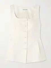 [Saloni] Saloni - Bibba Cotton, Linen And Silk-blend Twill Top - Cream - UK 6 UK 6 Cream