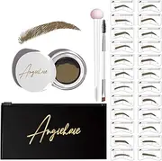 Eyebrow Stamp Stencil Kit, Brow Stamp, 24 Pieces Eyebrow Stencils Thick and Thin with 2 Dual Ended Brush and Sponge Applicators, Perfect Natural Brow, Waterproof (Blonde)