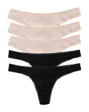 On Gossamer Mesh High Cut Thongs, Set of 5 M/L