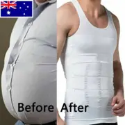 Mens Compression Vest Underwear Slimming Body Shaper Corset Singlet Dad Bod Tops