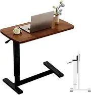 AMZYYDS Foldable Over Bed Table,Medical Adjustable Overbed Bedside Table,Portable Desk,Mobile Standing Desk Laptop Desk Rolling Computer Cart Movable Overbed Table Hospital 80 * 40cm (Walnut Brown)