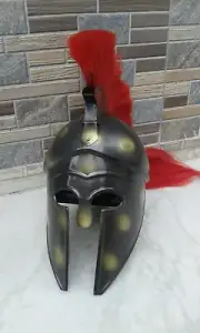 Medieval Knight King Spartan Corinthian Armor Helmet W/Red Plume Halloween Item