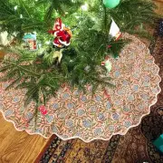 Christmas Tree Skirt Floral Block Print Nature Color Christmas Tree Skirt in ...