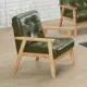Boden-納森綠色皮革實木沙發單人座/一人座沙發椅