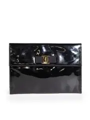 Black Patent Bow Detail Clutch