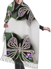 [DRTGEDS] Rhinestone Butterfly Scarfs For Women Fall Winter Scarves Pashmina Shawls And Wraps For All Season Christmas Gift