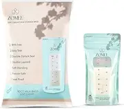 Zomee Disposable 8 oz Breast Milk Storage Bags w/Double Zipper Seal – Count – Leak-Proof – Self-Standing Breast Milk Storage Solution for Fridge or Freezer - Mutiple Count Packs (Pack of 90)