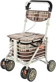 Walker,Foldable Rolling Walker Lightweight Aluminum Alloy Mobility Rollator with Removable Seat and 4 Wheels, Height Adjustable Little Surprise