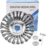6 Inch Unbreakable Wired Trimmer Blade, Steel Wire Cutter Trimmer Head, Wire Rotary Brush Weed Trimmer Head, Weed Eater Head with Adapter Kit for Moss Grass Rust Removal
