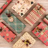 在飛比找樂天市場購物網優惠-精選6款復古牛皮紙聖誕節禮品禮物包裝紙套組C款