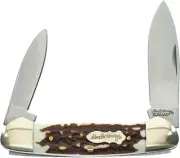 Folding Knife with Two Stainless Steel Drop-Point Blades and Staglon Handle for