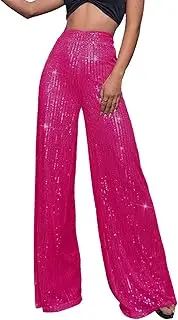 [Generic] Pull on Jumpsuit Sequin Loose Drape Wide Leg Pants Fashion Casual Pants Womens Plus Size Yoga Pants 4X