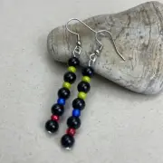 Earrings Glass Beaded Multi Color With French Ear Wires, Long Style