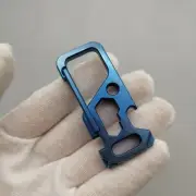 EDC Titanium Alloy Mechanic Blue Key Chain Multi Tools Card Carabiner w Key Ring