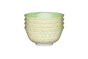 4x Mikasa Does it All Kitchen Tableware Glazed Bowl 15.7cm Geometric Green