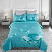 Butterfly Green Quilt/Doona/Duvet Cover Set - King Size