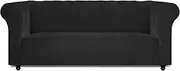 Easy-Going Stretch Velvet Chesterfield Style Couch Slipcover for Living Room, Soft Non-Slip Sofa Cover Furniture Protector for Dogs (Sofa, Black)