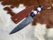 Handmade Damascus Steel Knife With Wood And Camel Bone Handle CK# 0001