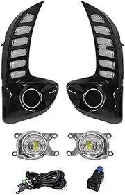 Fog Lights Assembly For Toyota For Yaris For Vios 2020 2021 2022 LED Fog Lamp DRL Daytime Running Light Turn Signal Front Bumper Front Bumper Fog Light(DRL Fog Set B)