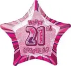 Pink Glitz 21st Birthday Prismatic Foil Helium Balloon Unique Party Decoration
