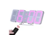 LED Digital Alarm Clock 115 Colour Display USB Power Remote Temperature - White