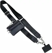 Ogetok Universal Cell Phone Neck Lanyard, Adjustable Crossbody Phone Strap Wrist Strap with Wallet for Men Women, Clip and Go Strap for All Phone with Zippered Pouch, Black