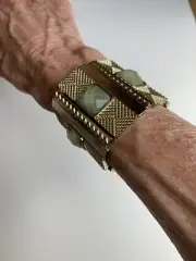 Lovisa Brand Stretch Bracelett. Brand New. Gold Tone With Sage Tone Stones.