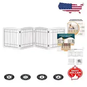 Portable 4-Panel Wooden Pet Gate - Chic Indoor Solution for Cats and Dogs