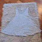 NWT Umgee womens light blue and white stripped vneck flowy soft tank top