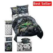 Colorful 7-Piece Monster Jam Bedding Set - Reversible Comforter & Essentials