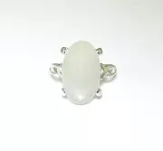 16.5 x 10 mm Oval Moonstone Sterling Silver V Shank Ring Size 7.5