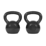 2x Solid Cast Iron Kettlebell Weight 8kg Home Gym Fitness Training Workout Set