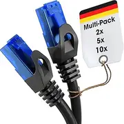 KabelDirekt Network Cable – Transmits Maximum Fibre-Optic Internet Speed – Ethernet & LAN Cable – 5X 15m – Available in 0.25-30m – for Gigabit Network, Router/Modem, RJ45 (Black/Blue)