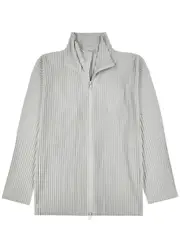 Homme Plissé Issey Miyake Pleated High-neck Jersey Jacket - Light Grey - 2 2