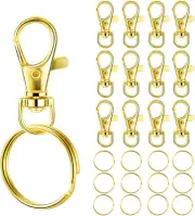 Gold Keychain Key Chain Rings Clips Bulk(60Pcs, Medium), Swivel Lanyard Snap Hoo
