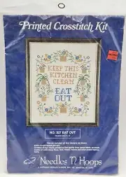 New Needles 'N Hoops Printed Crosstitch Kit 327 Keep This Kitchen Clean Eat Out