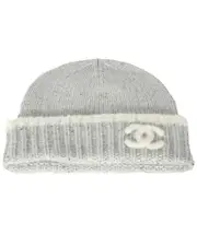 Chanel Grey Cashmere CC Beanie (Authentic Pre-Loved)