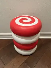 TikTok Viral Christmas Candy White Peppermint Swirl 18" Stool Side End Table New