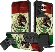 [Rossy] for Samsung A54 5G Case Galaxy A54 5G Phone Case With Slide Camera Cover Kickstand Dual Layer Hybrid Shockproof Protective Cover Case for Samsung A54 5G 6.4 inch 2023,Mexico Mexican Vintage Flag