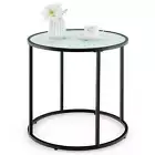 50cm Round Side Table End Table with Faux Marble Glass Top Coffee Accent Table