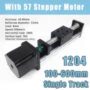 1204 Ball Screw Linear Single Rail Motion 100-600mm Slide Table 57 Stepper Motor