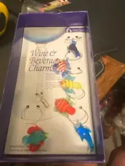 Wine & Beverage Charms Set of 6 Glass Fish Charms