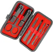 Manicure Set Nail Clippers Nail Tools Pedicure Supplies Nail Clippers for Women Men Easter Basket Stuffers Fingernail Toenail Clippers 8 in 1 Manicure Tools Black with Leather Travel Case