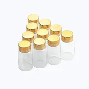 12pcs 25ml Transparent Glass Bottles for Weding Decoration Empty Jars Gold Aluminium Swivelling Cover Cap Bottles