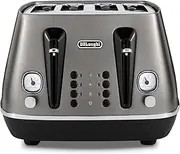 [De'Longhi] Distinta Moments 4 Slice Toaster CTIN4003.TB, Dual Control Panel, Extra-lift, Removable Crumb Trays, 6 Browning Levels, Titanium