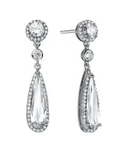 Genevive Silver CZ Pear Drop Earrings