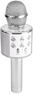 Karaoke Wireless Bluetooth Karaoke Microphone Handheld Singing Mic w/Speaker & USB MP3 SD Kids Party Silver