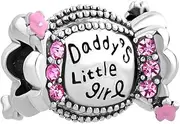 [ZakiaHo] Daddy's Little Girl Pink Candy Daughter Charms for Bracelets Compatible with Pandora Charms Bracelets, Copper, No Gemstone
